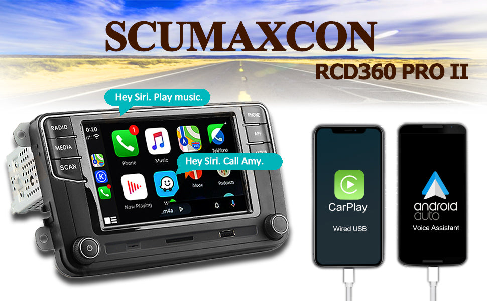 SCUMAXCON RCD360 Series Car Stereo for VW & Skoda | CarPlay, Android Auto, Bluetooth, RVC | Drop-In Replacement