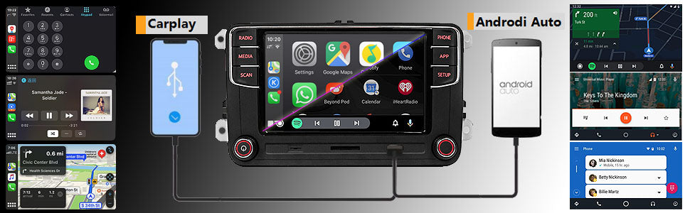 SCUMAXCON RCD360 Series Car Stereo for VW & Skoda | CarPlay, Android Auto, Bluetooth, RVC | Drop-In Replacement