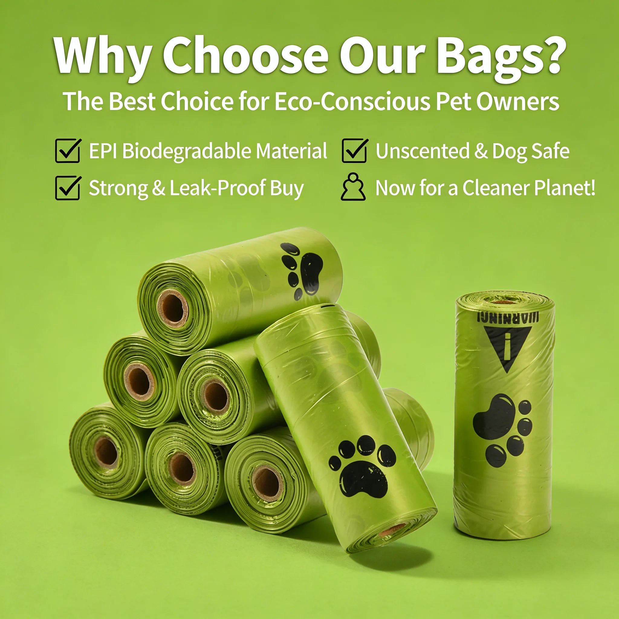 Eco-Friendly Dog Waste Bags | Extra Thick, Leak-Proof & Unscented | EPI Biodegradable Poop Bags for Dog Walking
