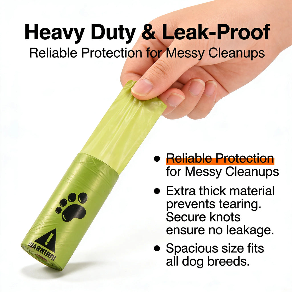 Eco-Friendly Dog Waste Bags | Extra Thick, Leak-Proof & Unscented | EPI Biodegradable Poop Bags for Dog Walking