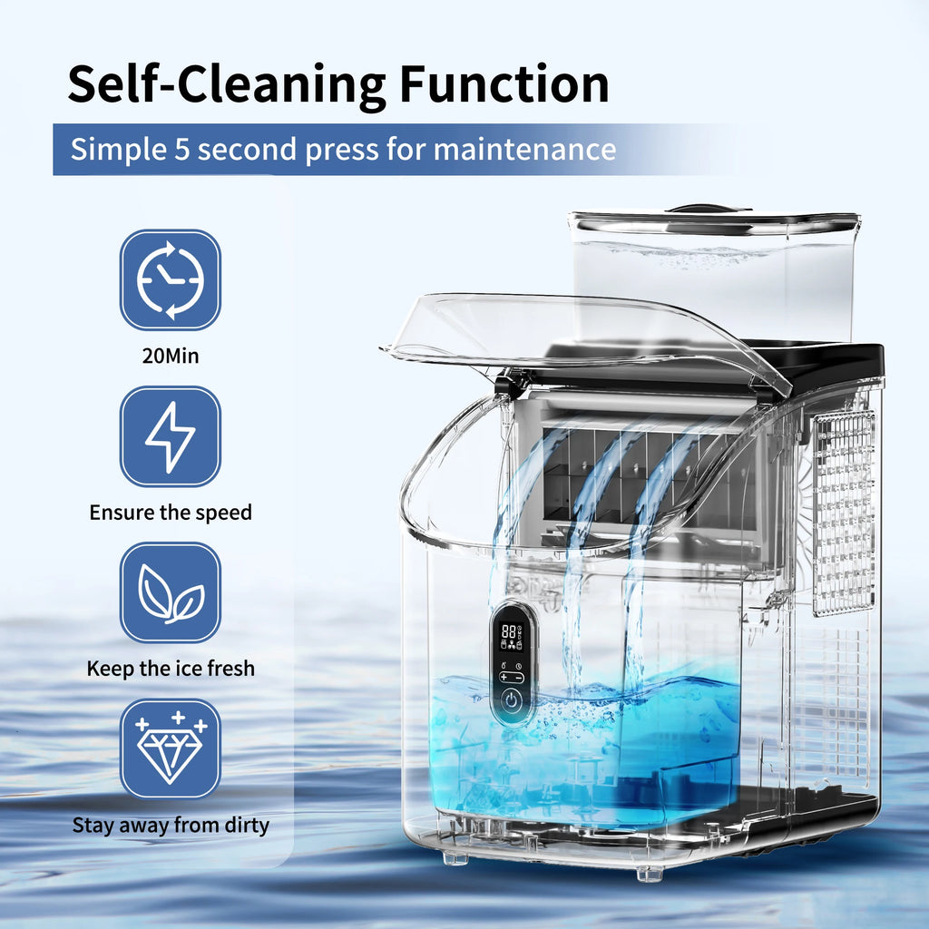 SIMZLIFE Ice Cube Maker - Portable Countertop Ice Machine with 31Lbs Daily Capacity