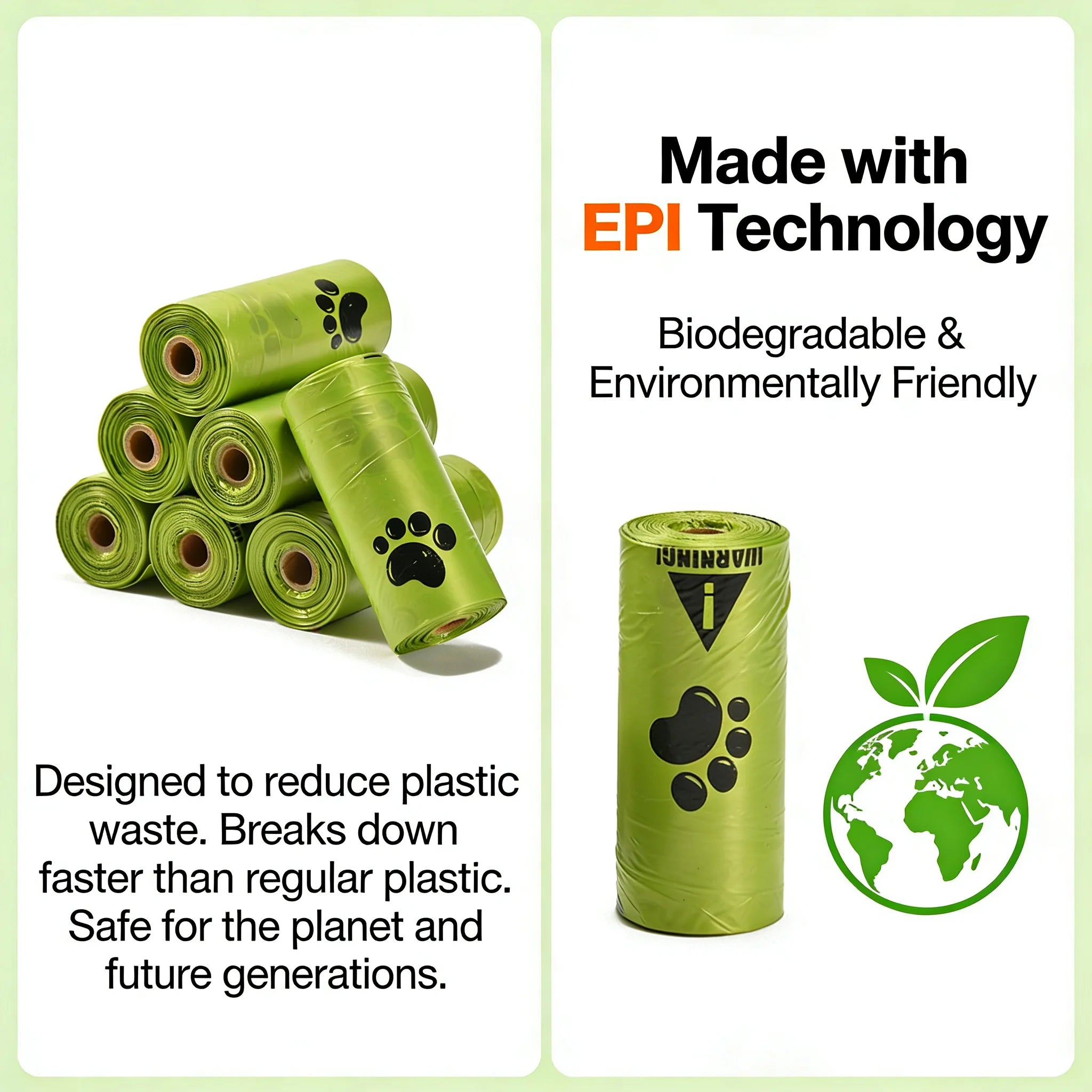 Eco-Friendly Dog Waste Bags | Extra Thick, Leak-Proof & Unscented | EPI Biodegradable Poop Bags for Dog Walking