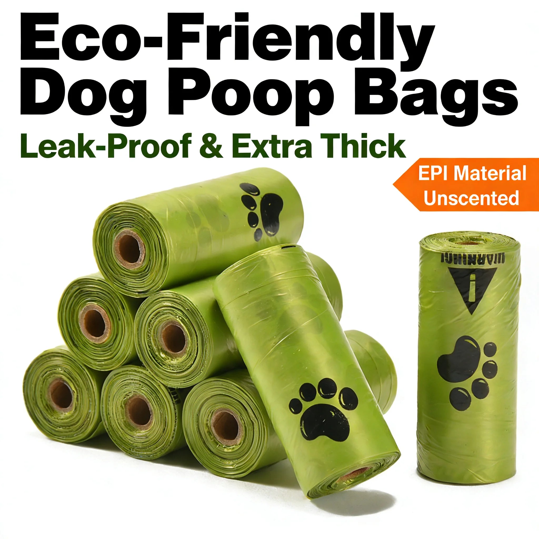 Eco-Friendly Dog Waste Bags | Extra Thick, Leak-Proof & Unscented | EPI Biodegradable Poop Bags for Dog Walking