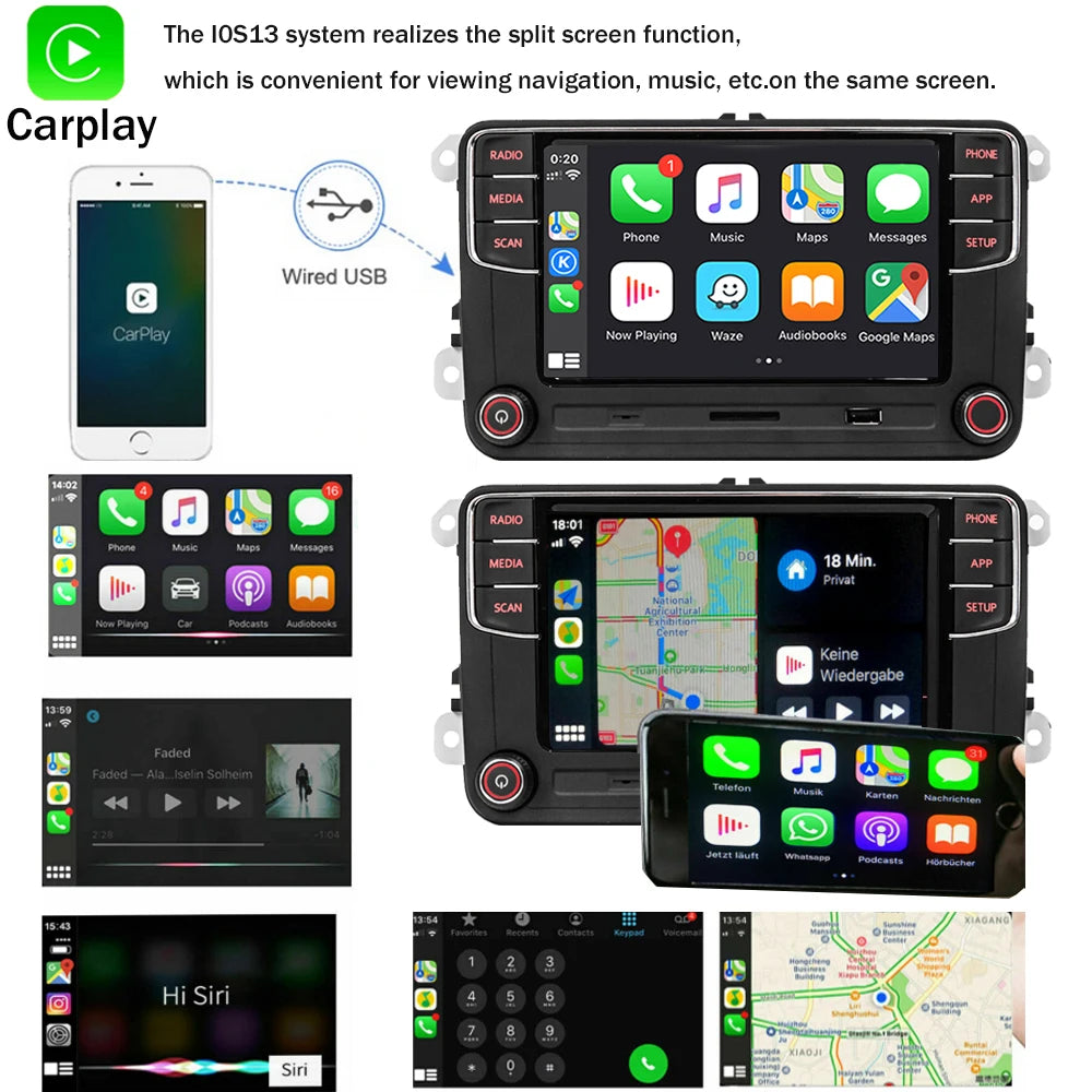 SCUMAXCON RCD360 Series Car Stereo for VW & Skoda | CarPlay, Android Auto, Bluetooth, RVC | Drop-In Replacement
