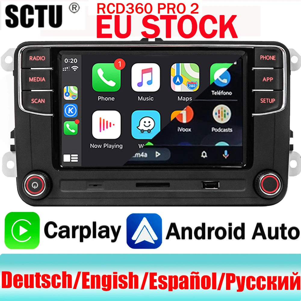 SCUMAXCON RCD360 Series Car Stereo for VW & Skoda | CarPlay, Android Auto, Bluetooth, RVC | Drop-In Replacement