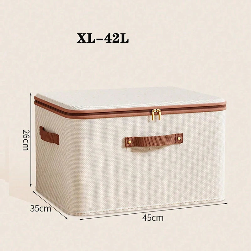 Foldable Clothes Storage Box - Fabric Wardrobe Organizer for Blankets & Sweaters