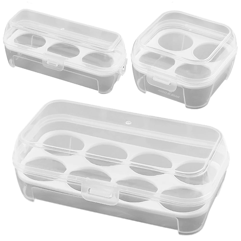Egg Protection Box with Lid - Grid Egg Carrier for Fridge Organization