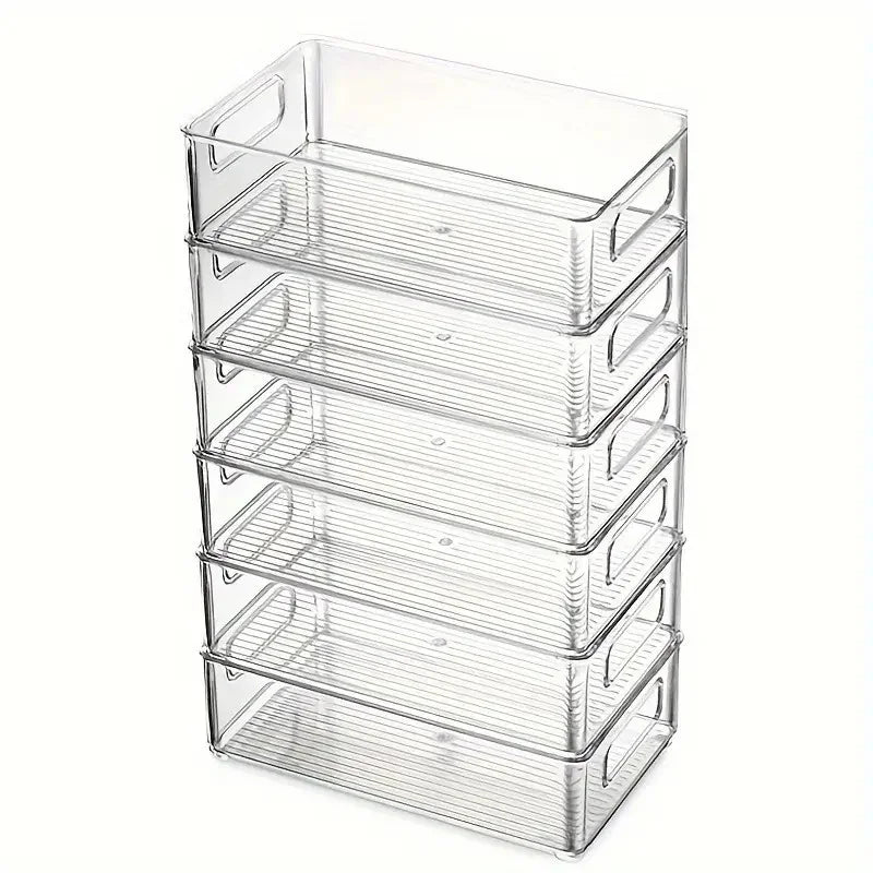 Transparent Fridge Organizer Bins - Clear Food Storage Containers for Pantry & Kitchen
