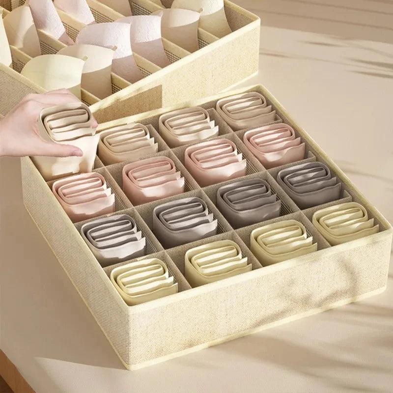 Underwear & Sock Storage Box - Compartmentalized Drawer Organizer for Clothes