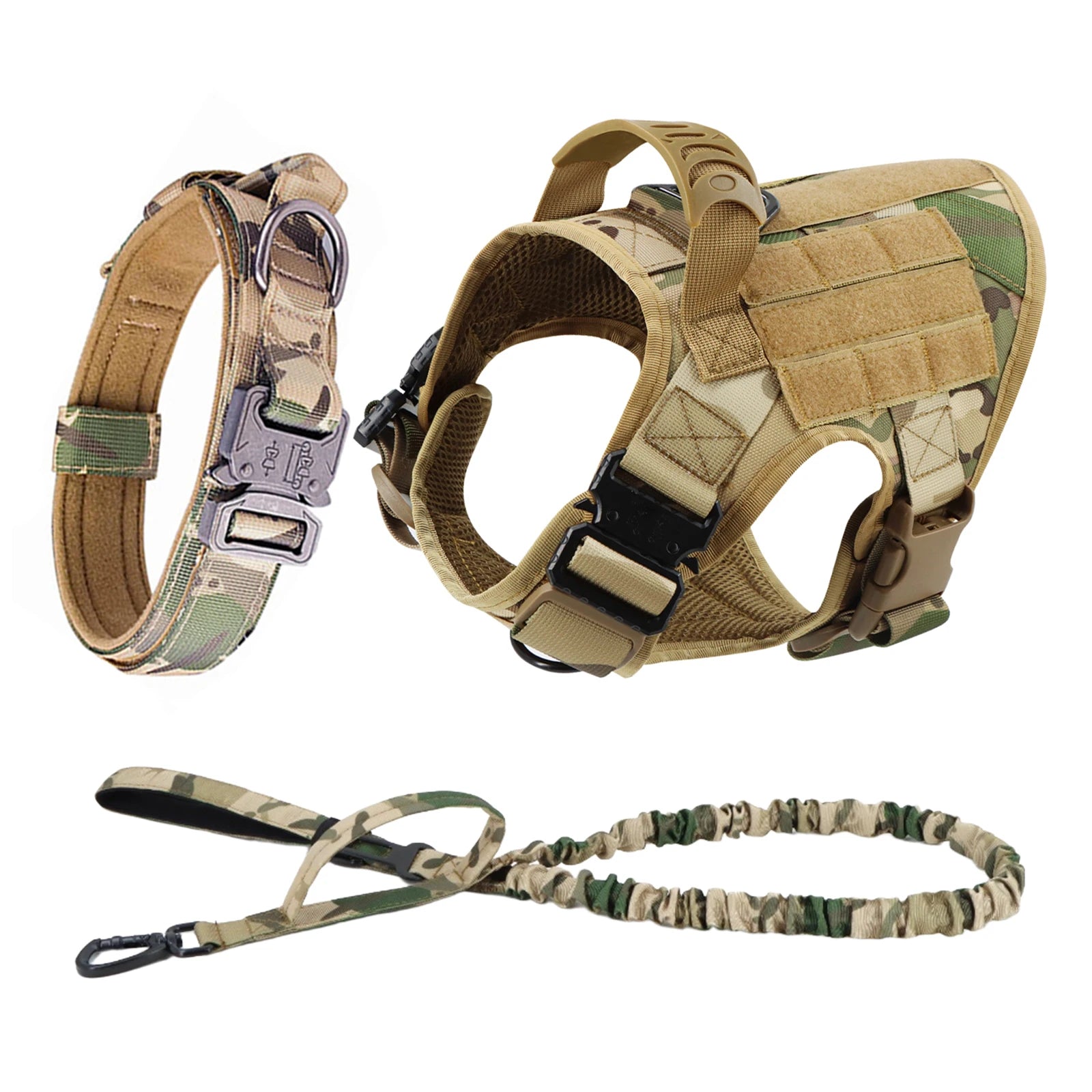 PETRAVEL Tactical Dog Harness & Leash Set | 1050D Nylon Vest | Quick-Release, MOLLE System | S–XL for Medium & Large Dogs