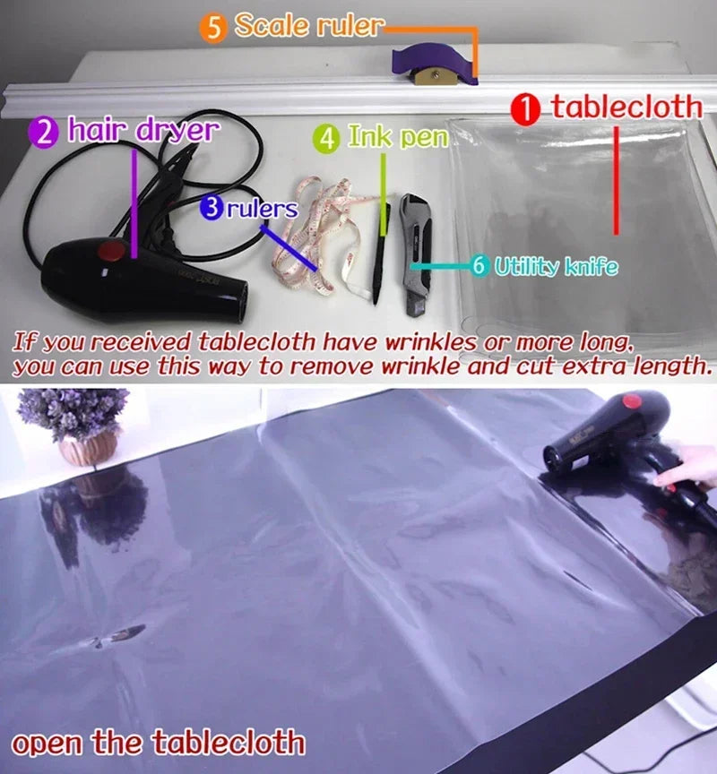 Clear Vinyl Tablecloth Protector (Waterproof & Heat-Resistant) - Reusable PVC Table Mat for Dining & Kitchen