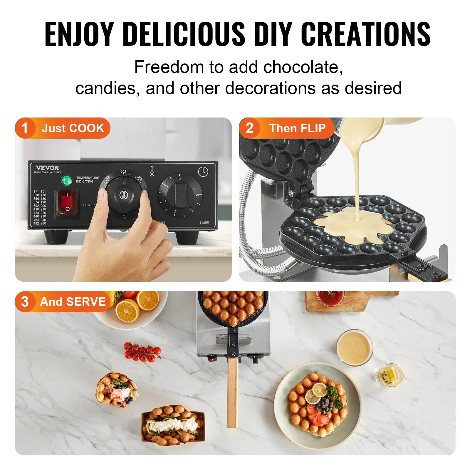 Commercial Egg Bubble Waffle Maker - Professional Non-Stick Hong Kong Waffle Machine