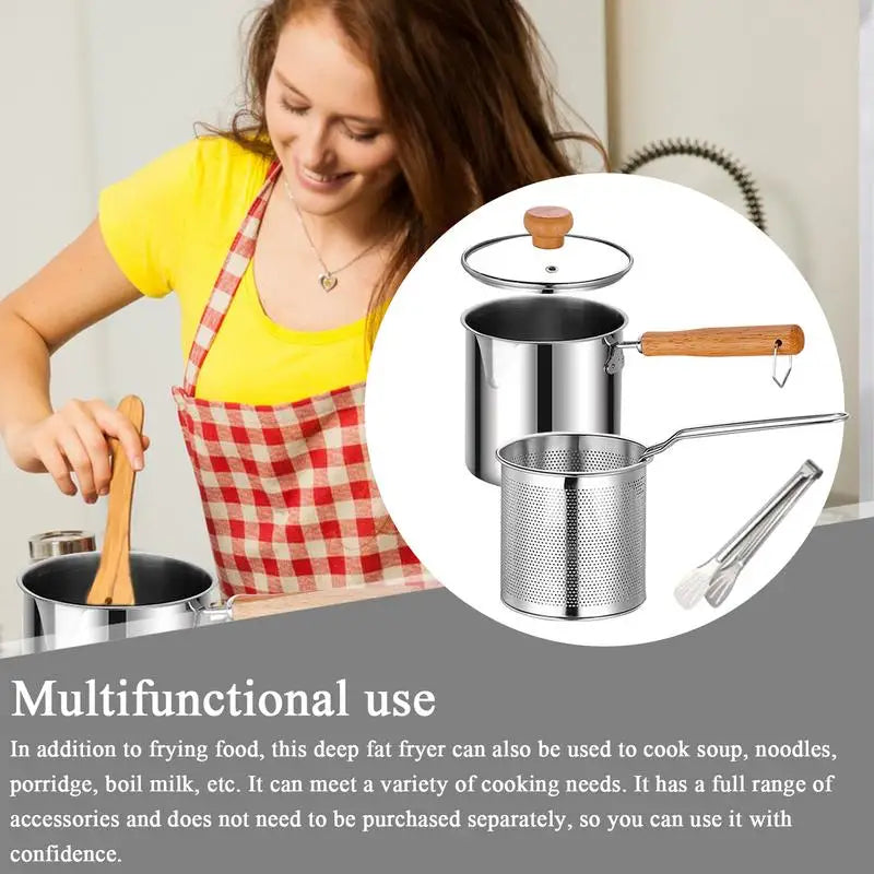 Stainless Steel Deep Fryer Pot with Basket - Professional Home Frying Set