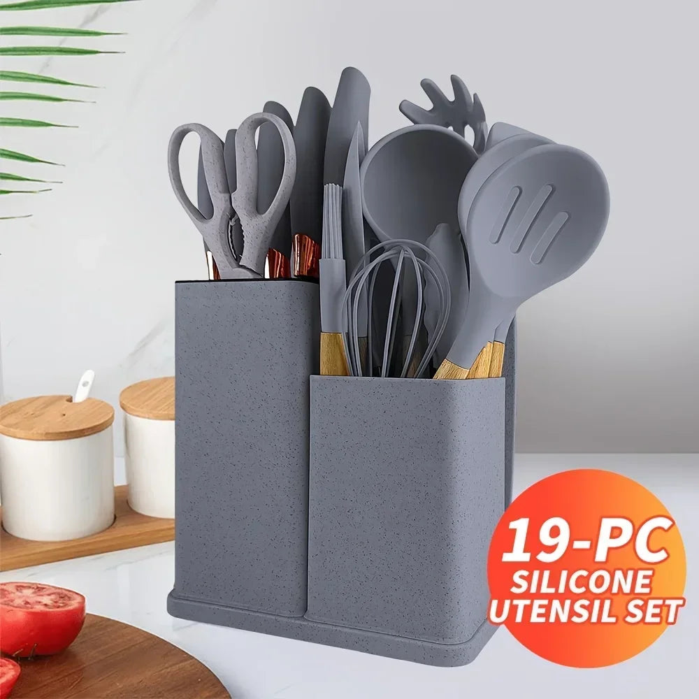Heat-Resistant Silicone Kitchen Utensil Set - Non-Stick Cooking