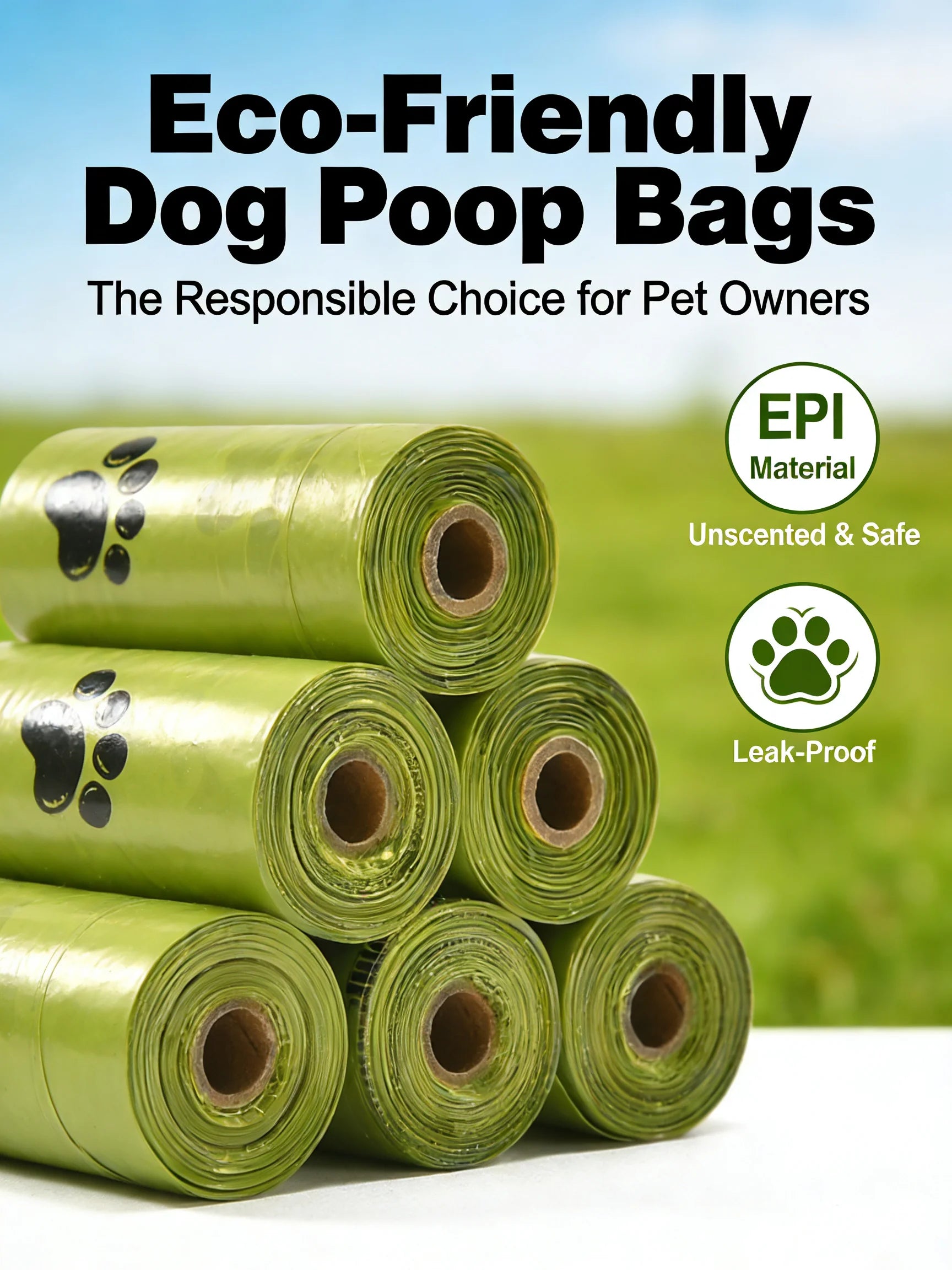 Eco-Friendly Dog Waste Bags | Extra Thick, Leak-Proof & Unscented | EPI Biodegradable Poop Bags for Dog Walking
