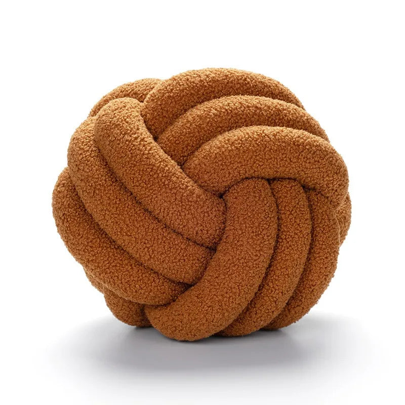 Hand-woven Knotted Ball Pillow Lamb Velvet