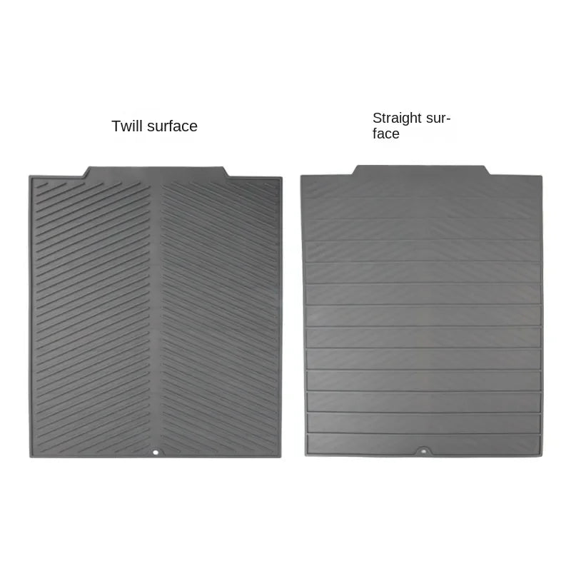 Silicone Dish Drying Mat with Drain Lip - Eco-Friendly Heat-Resistant Non-Slip Countertop Protector