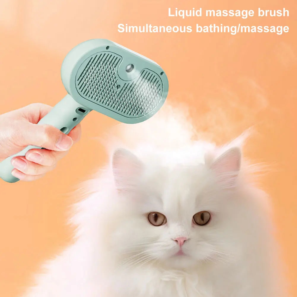3-in-1 Self-Cleaning Pet Grooming Brush with Mist Spray | Deshedding, Massage & Coat Care for Cats & Dogs