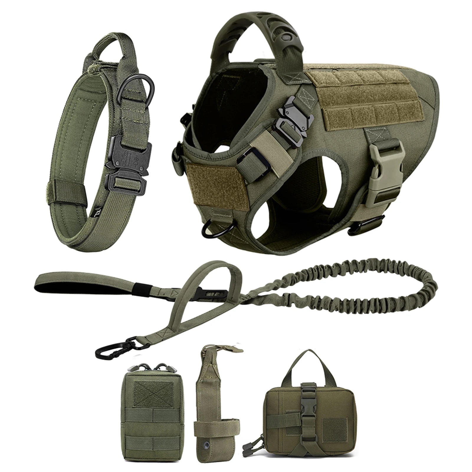 PETRAVEL Tactical Dog Harness & Leash Set | 1050D Nylon Vest | Quick-Release, MOLLE System | S–XL for Medium & Large Dogs
