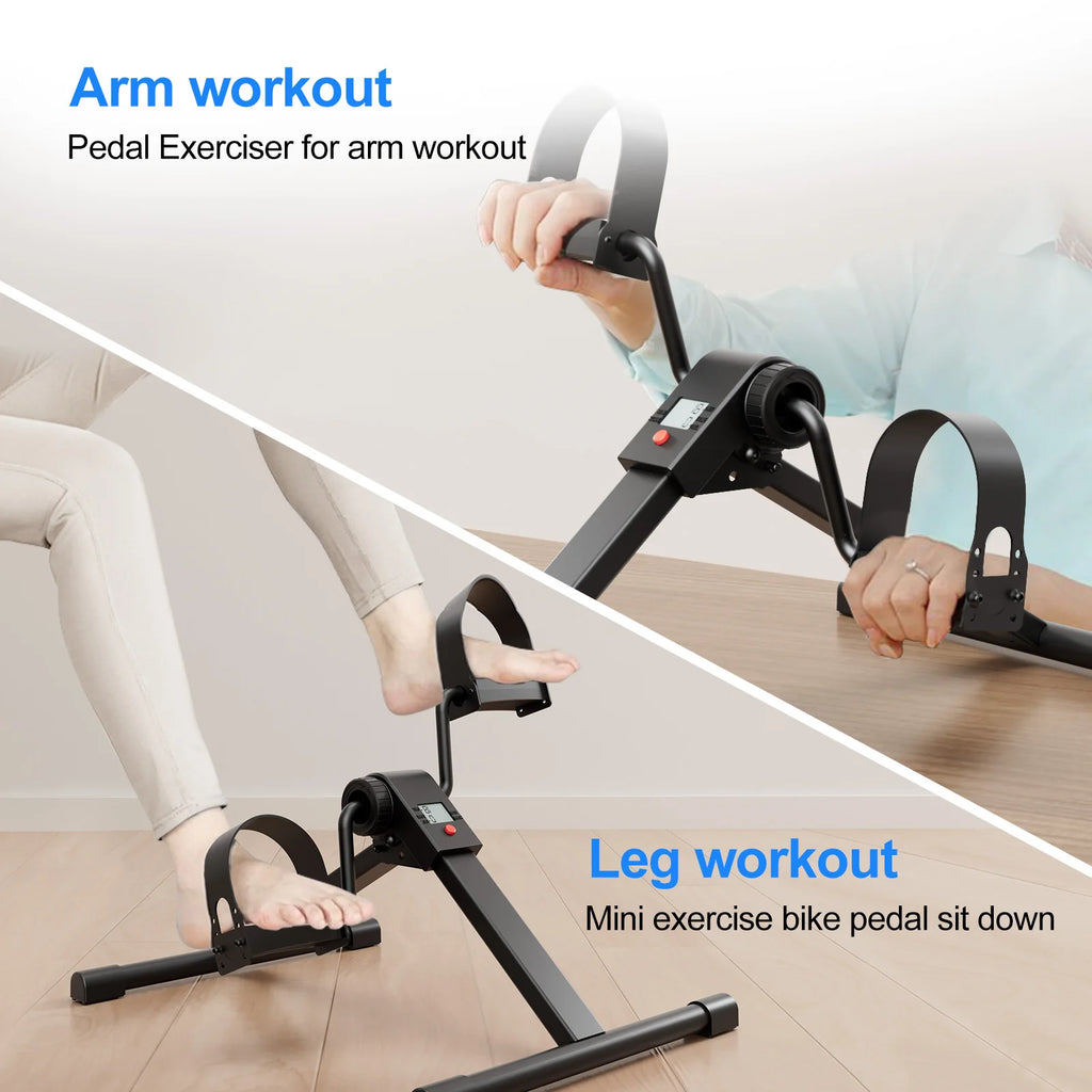 Under-Desk Mini Exercise Bike - Pedal Exerciser with Electronic Display for Fitness