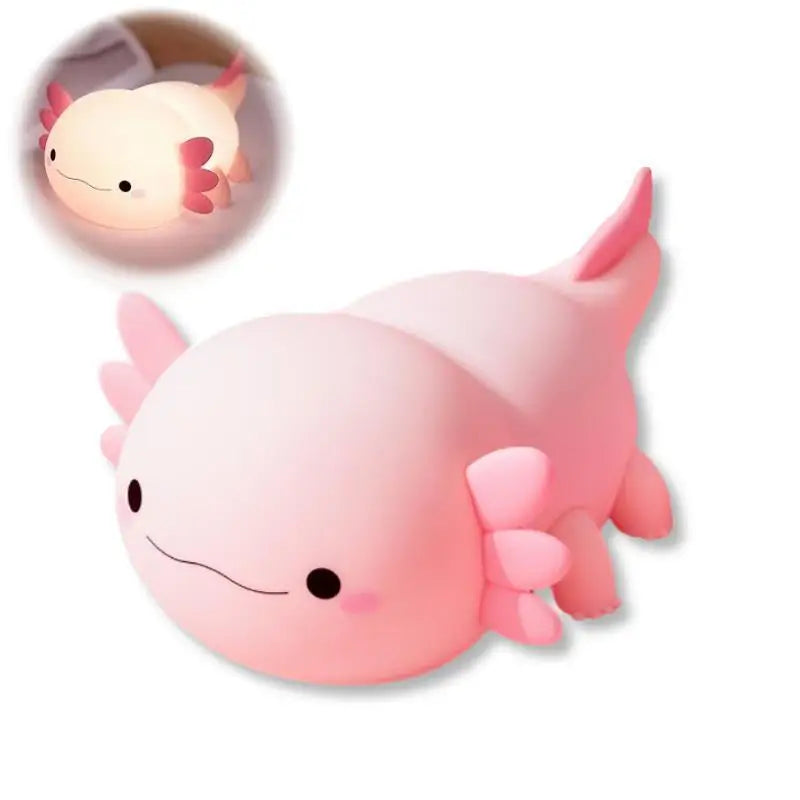 Cute Axolotl LED Night Light - Soft Silicone Mood Lamp for Bedroom Decor