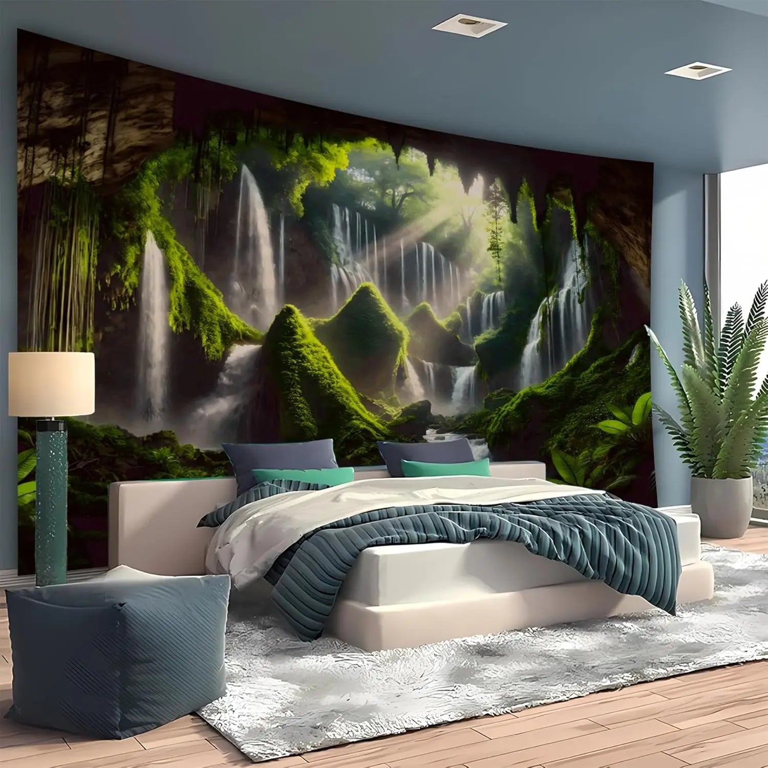 Nature Tapestry Forest Tree Sea Cave Wall Hanging