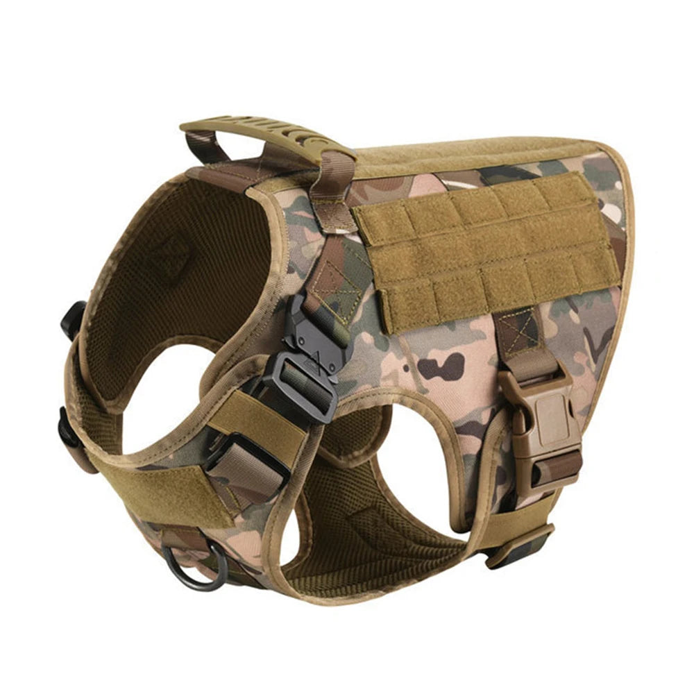 PETRAVEL Tactical Dog Harness & Leash Set | 1050D Nylon Vest | Quick-Release, MOLLE System | S–XL for Medium & Large Dogs