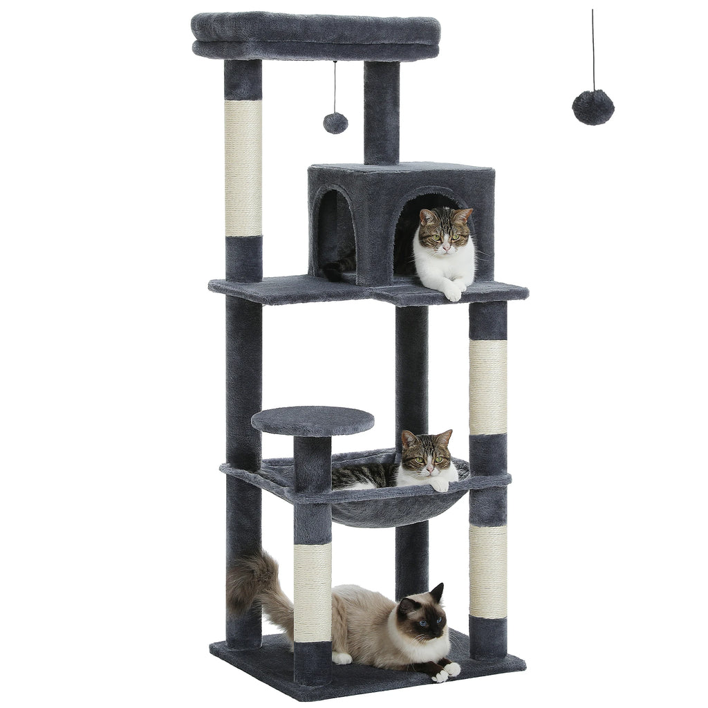 PAWZ Road 5-Level Cat Tree Tower | Large Hammock, Sisal Scratching Posts & Cozy Condo for Indoor Cats