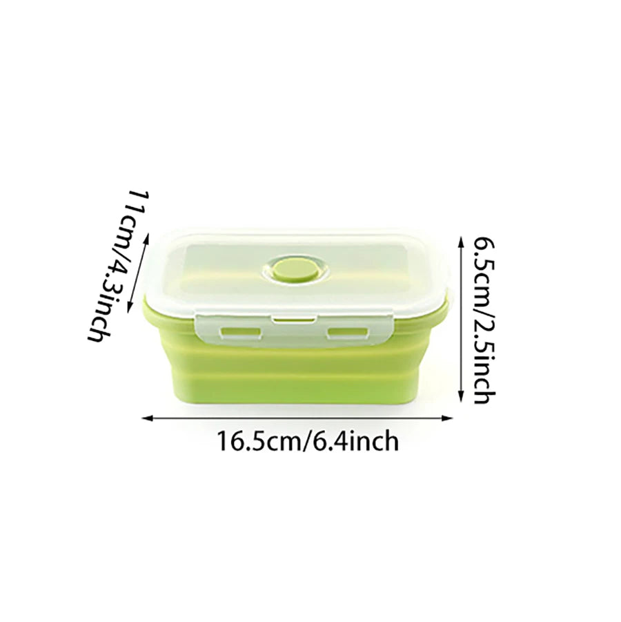 Foldable Silicone Lunch Box - Portable Heat-Resistant Picnic Food Container