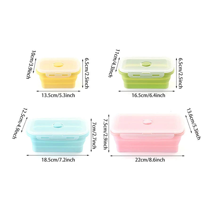 Foldable Silicone Lunch Box - Portable Heat-Resistant Picnic Food Container