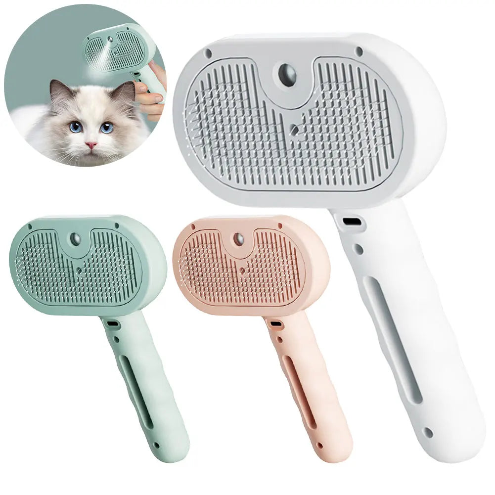 3-in-1 Self-Cleaning Pet Grooming Brush with Mist Spray | Deshedding, Massage & Coat Care for Cats & Dogs