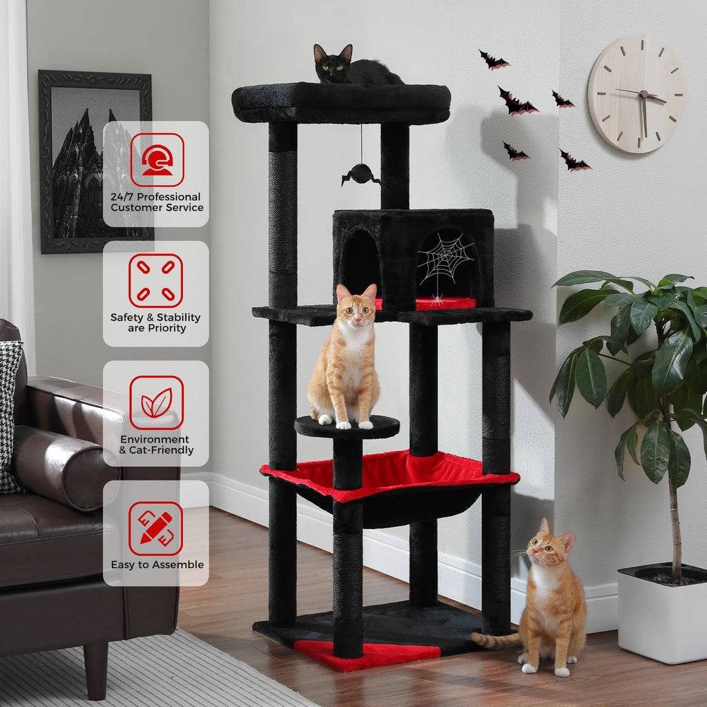 PAWZ Road 5-Level Cat Tree Tower | Large Hammock, Sisal Scratching Posts & Cozy Condo for Indoor Cats