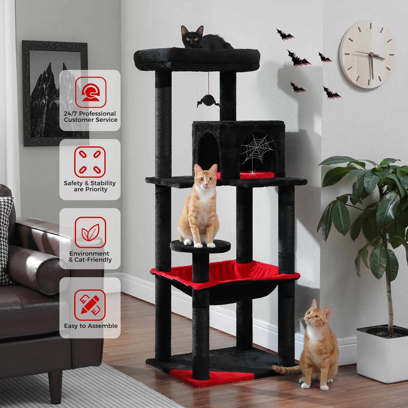 PAWZ Road 5-Level Cat Tree Tower | Large Hammock, Sisal Scratching Posts & Cozy Condo for Indoor Cats