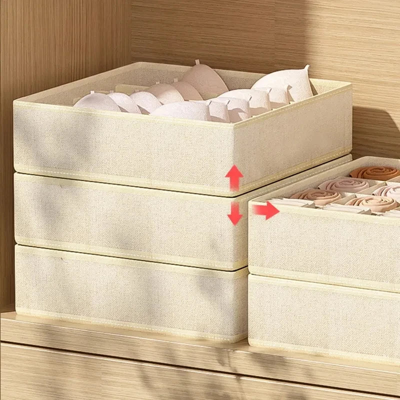 Underwear & Sock Storage Box - Compartmentalized Drawer Organizer for Clothes