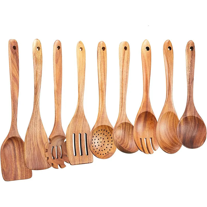 Best Wooden Spoons Set - Natural Wood Cooking Spoons for High-Heat Frying & Stirring