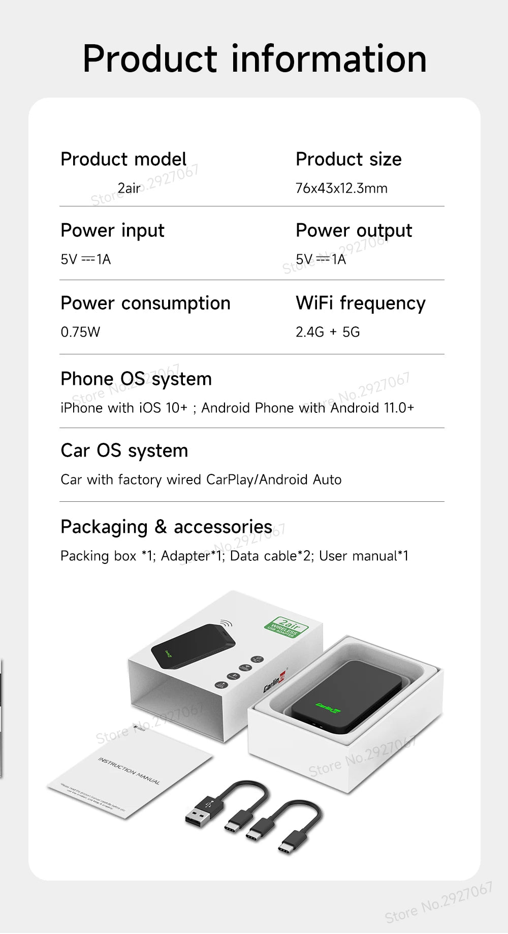 CarlinKit Wireless CarPlay & Android Auto Adapter | 5.0 / 4.0 | Plug & Play, Auto-Connect