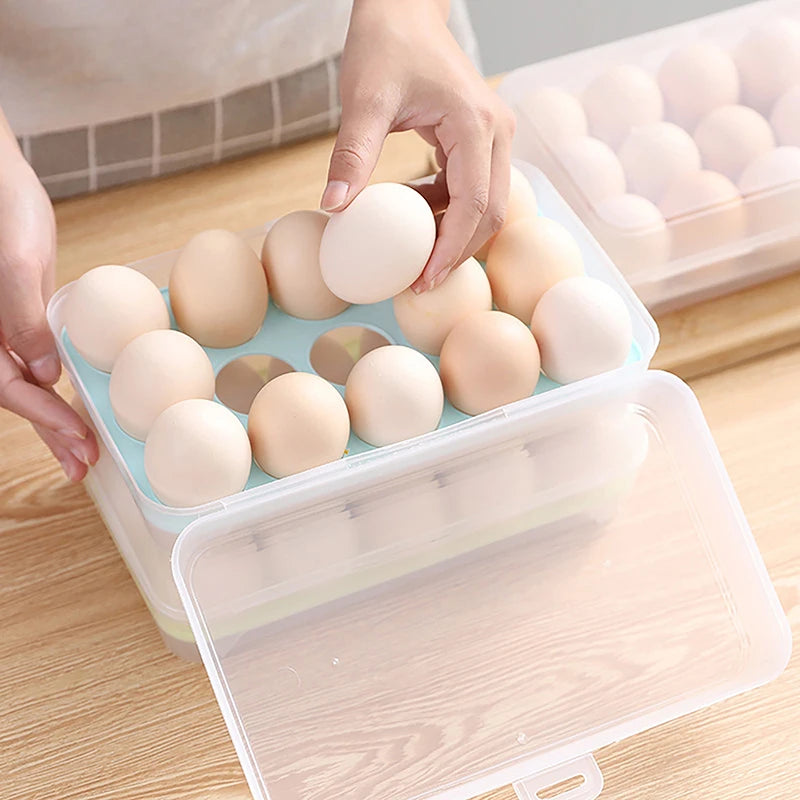 15-Grid Egg Storage Tray - Compact Refrigerator Egg Holder for Daily Use