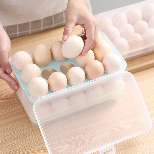 15-Grid Egg Storage Tray - Compact Refrigerator Egg Holder for Daily Use