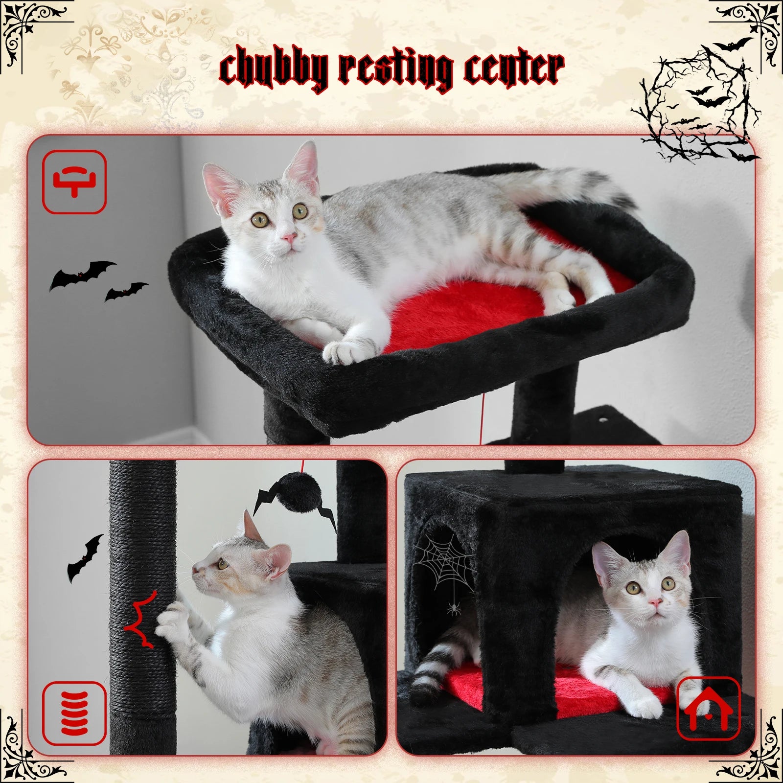 PAWZ Road 5-Level Cat Tree Tower | Large Hammock, Sisal Scratching Posts & Cozy Condo for Indoor Cats