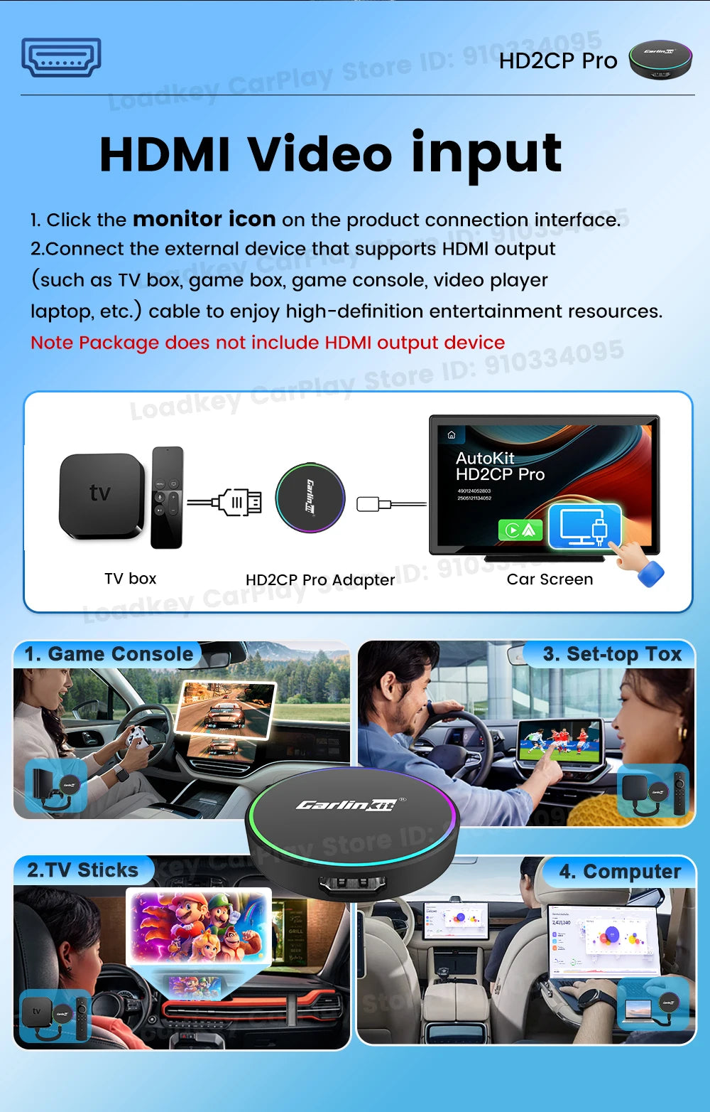 CarlinKit HD2CP Pro | Wireless CarPlay & Android Auto + HDMI Input Adapter | 2K@30fps | Plug & Play
