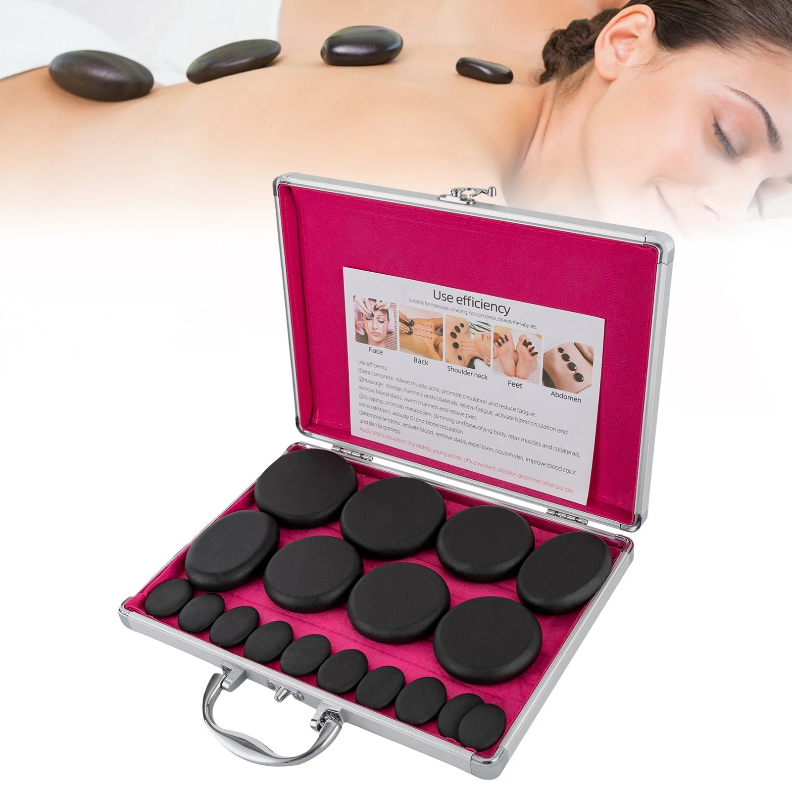 Hot Stones Massage Set - Professional Heating Stone Kit with Heater Box