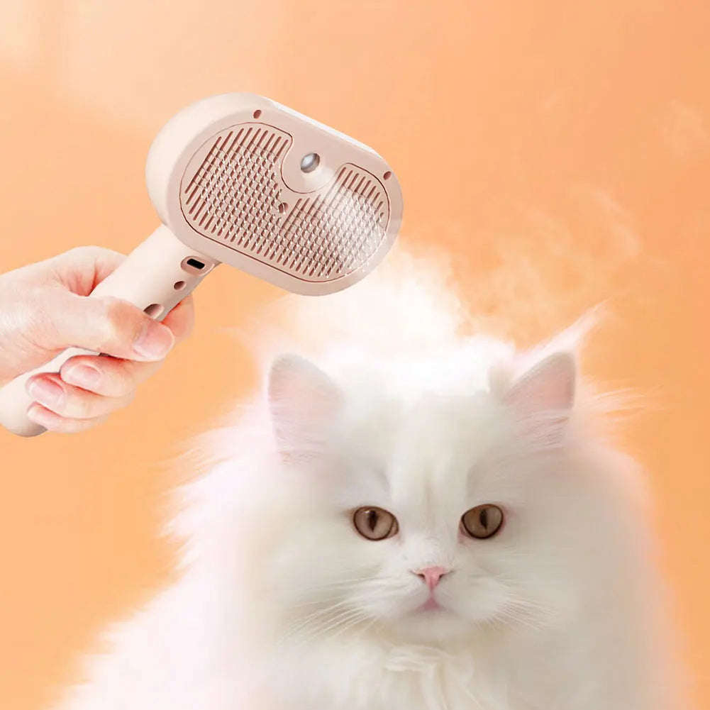 3-in-1 Self-Cleaning Pet Grooming Brush with Mist Spray | Deshedding, Massage & Coat Care for Cats & Dogs