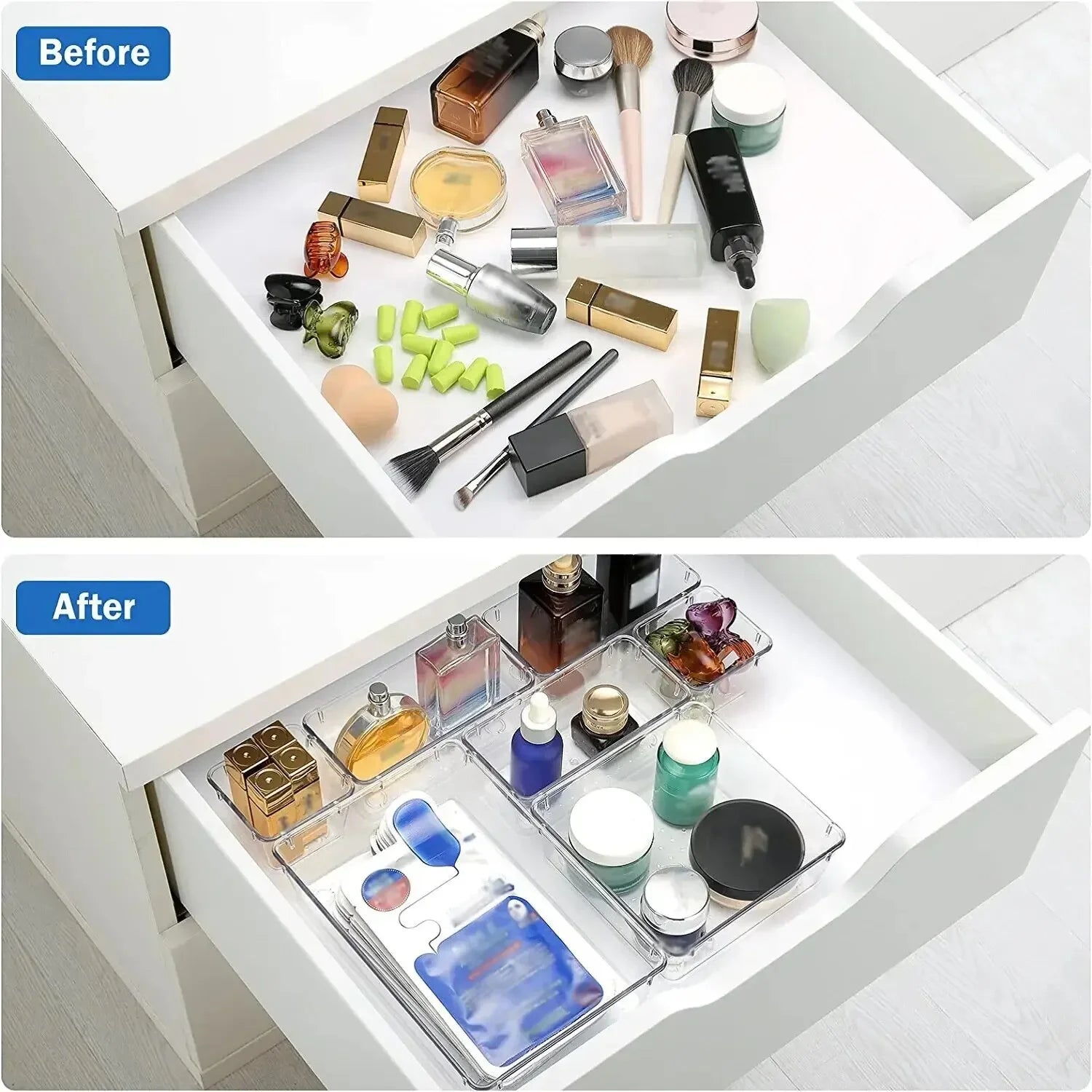 8/13/25Pcs Drawer Organizers Set Clear Plastic