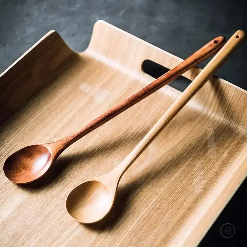 Handcrafted Long Wooden Cooking Spoon (14-inch) - Eco-Friendly Solid Wood Stirrer for Deep Pots & Soups
