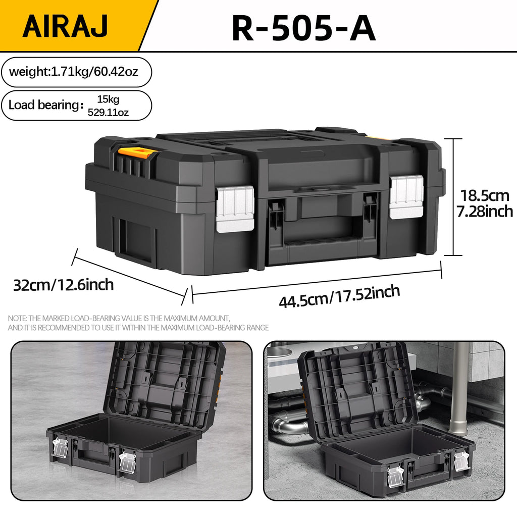 AIRAJ MultiFunctional Tier Stackable Rolling Plastic Portable Folding Tool Storage Box
