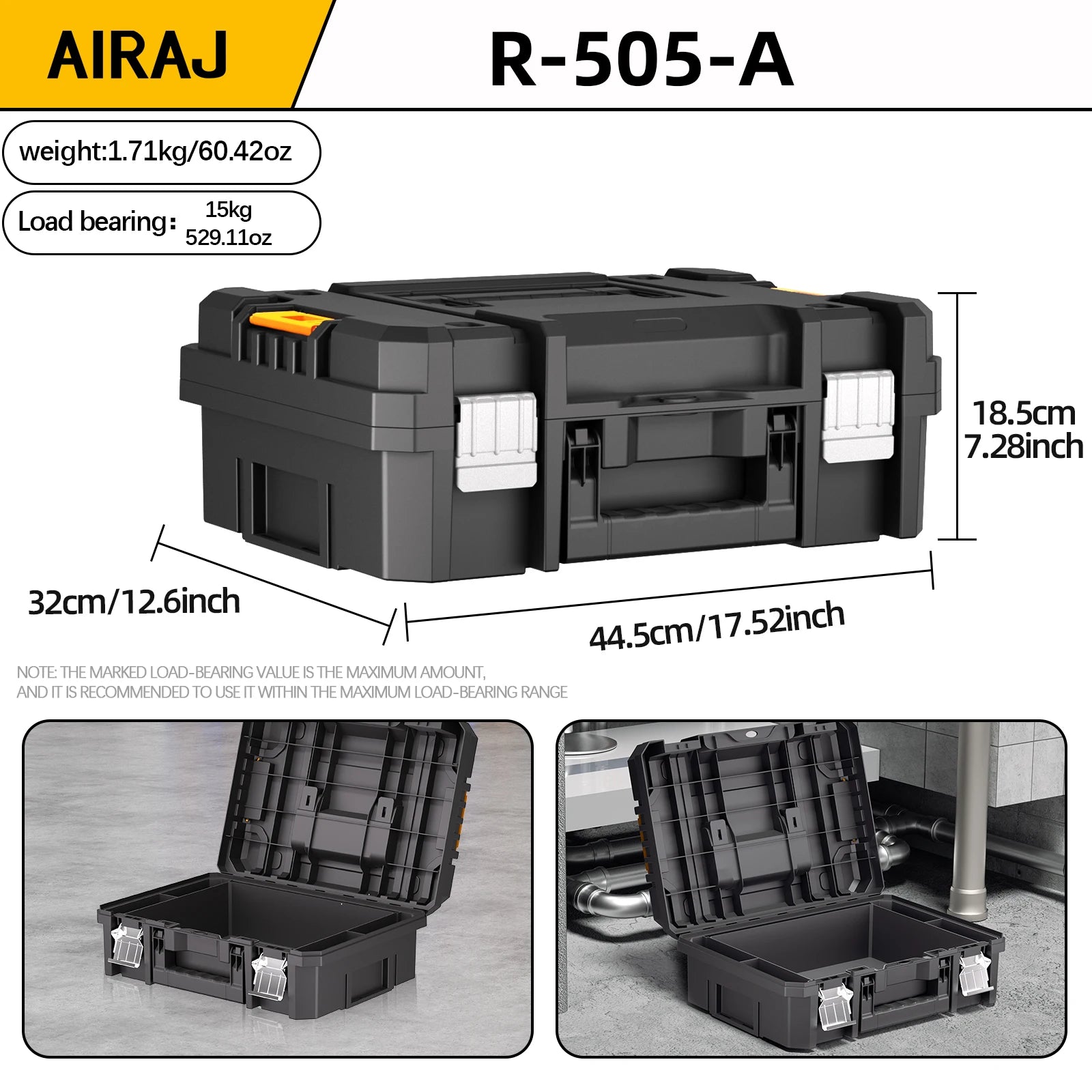 AIRAJ MultiFunctional Tier Stackable Rolling Plastic Portable Folding Tool Storage Box