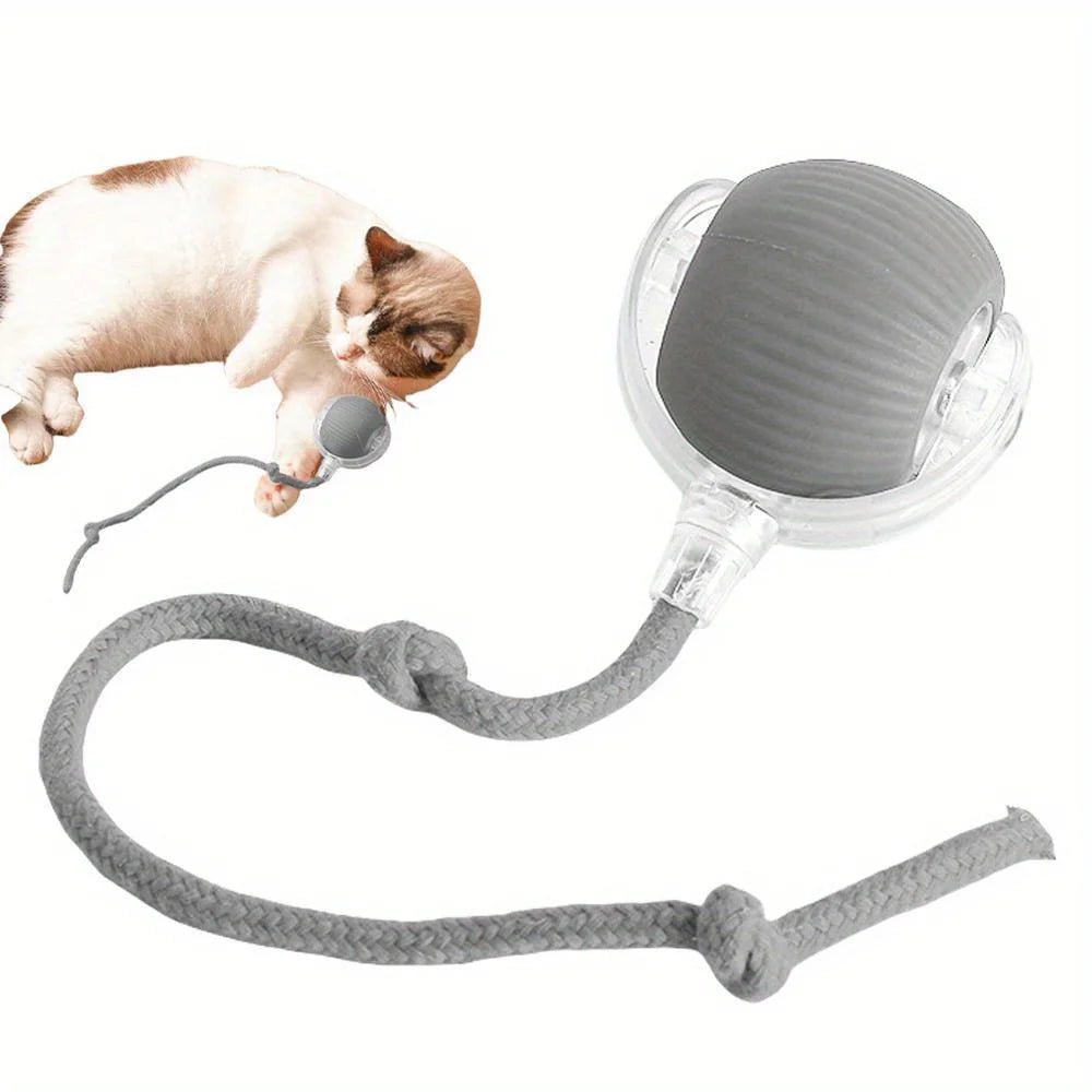 Smart Electric Rolling Ball Cat Toy | Auto Obstacle Avoidance, Faux Tail Mouse | Type-C Rechargeable Interactive Toy