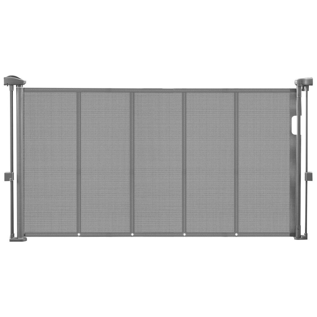 SucceBuy Retractable Baby & Pet Gate | Soft Mesh, 34" Tall | Anti-Crawl Bottom Strip | 55–110 Inches Wide