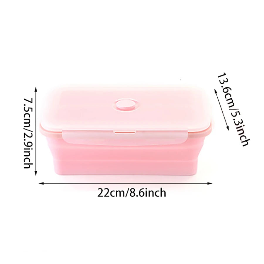 Foldable Silicone Lunch Box - Portable Heat-Resistant Picnic Food Container