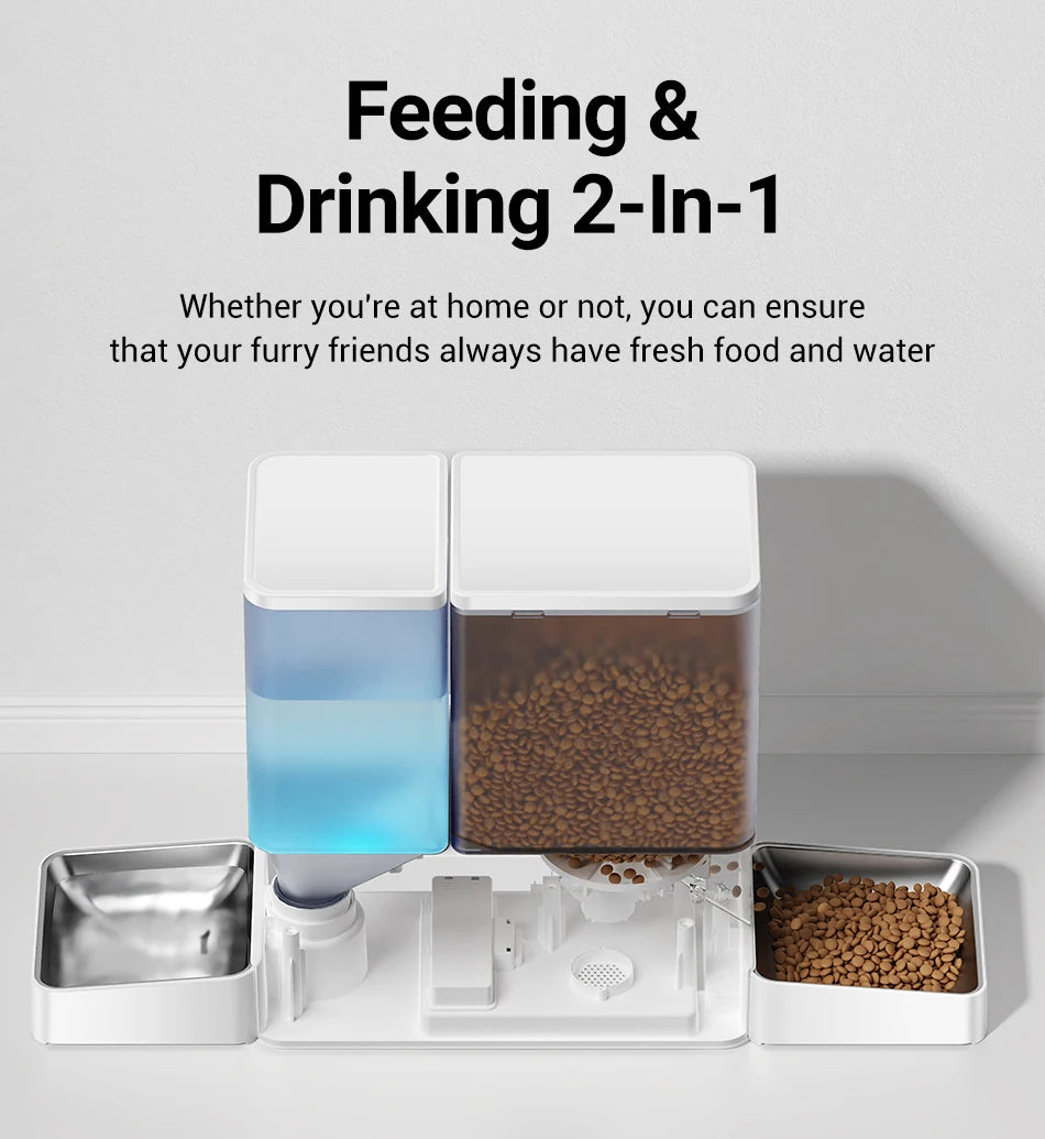 ROJECO 2-in-1 Automatic Pet Feeder & Water Fountain | 8.5L Smart Kibble Dispenser with LCD Display & Timer
